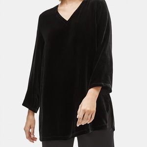 *NEW* EILEEN FISHER BLACK VELVET V-NECK TUNIC XL